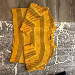 XL - Wild Fable Yellow and Brown Striped Crewneck Sweater